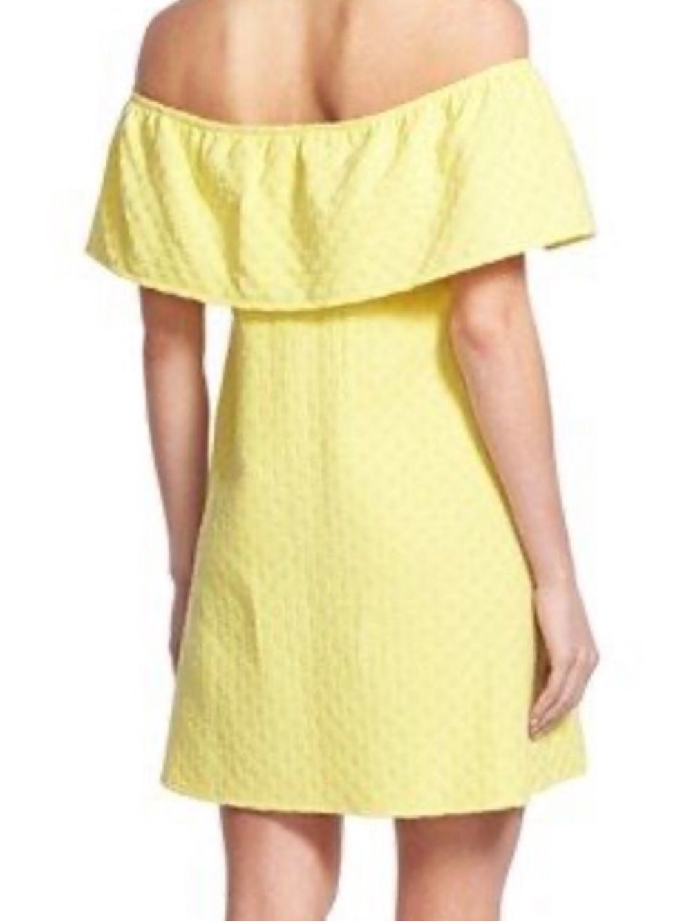 Cupcakes And Cashmere Lulu Yellow Ruffle Off the Shoulder Dress.Size Small - Picture 5 of 14